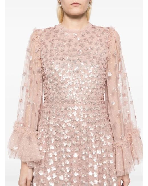 Robe Longue À Effet De Brillance Needle & Thread en coloris Pink