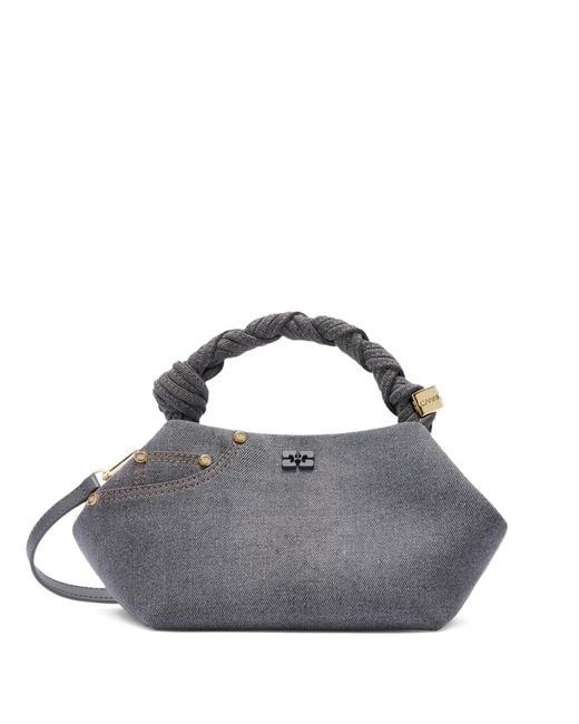 Ganni Gray Twisted-Handle Tote Bag