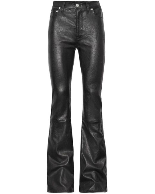 FRAME Gray The Slim Stacked Leather Trousers