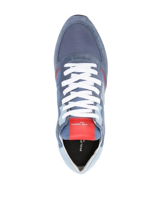 Philippe Model Blue Paris Lace-Up Suede Sneakers for men