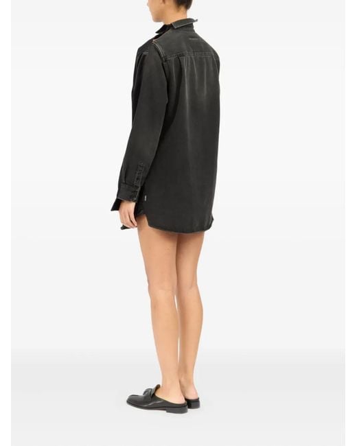 MM6 by Maison Margiela Black High-Neck Satin Dress