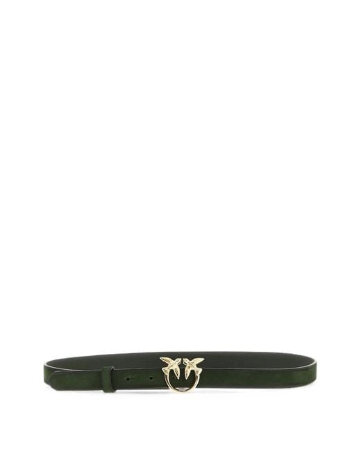 Pinko White Suede Belt With Love Birds Buckle, 2 Cm