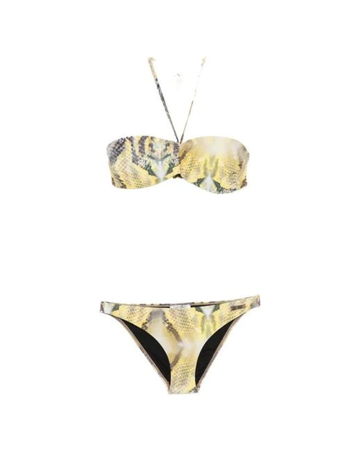 Balmain Metallic Snakeskin-Print Bikini