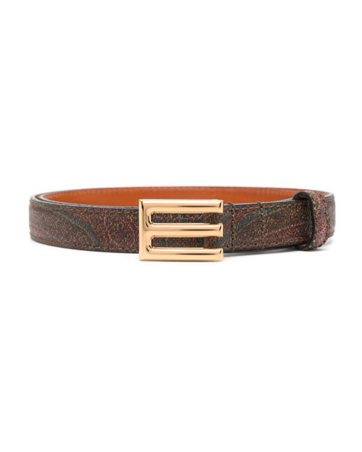 Etro Brown Paisley-print Logo-buckle Belt for men
