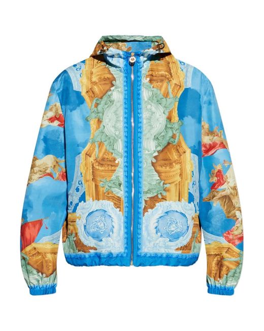 Versace Blue Jacket With Hood for men