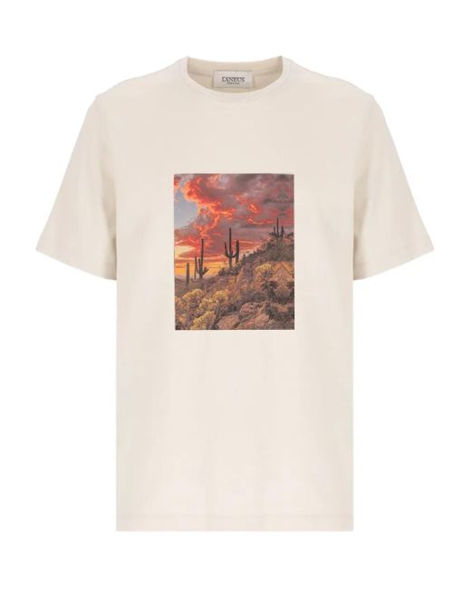 Laneus White Graphic-Print T-Shirt for men
