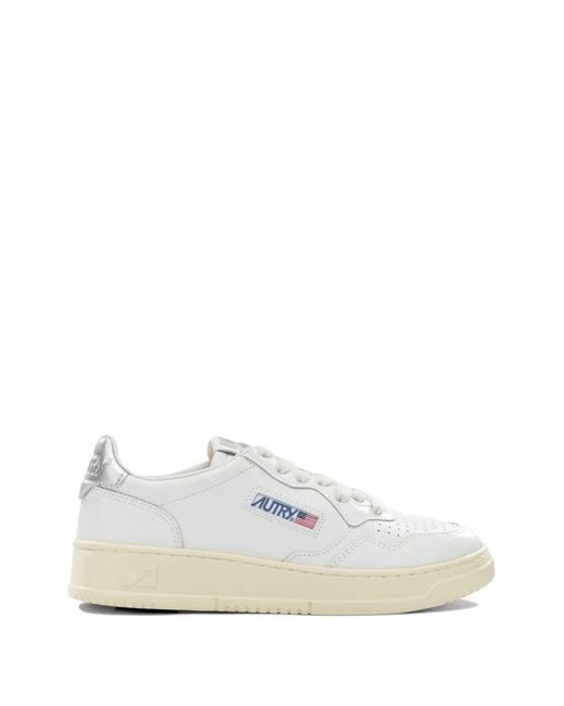 Autry White Medalist Leather Low-Top Sneakers