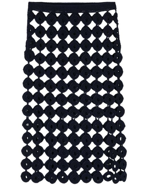 Wales Bonner Blue Stanza Crochet Skirt - Women's - Cotton