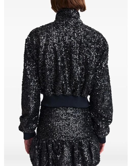 16Arlington Black Cosima Sequin Embellished Bomber Jacket