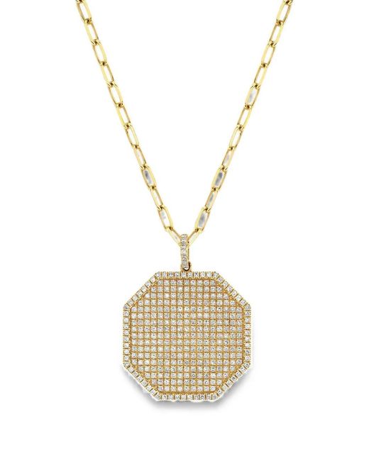 SHAY Metallic Diamond Octagon Disc Necklace