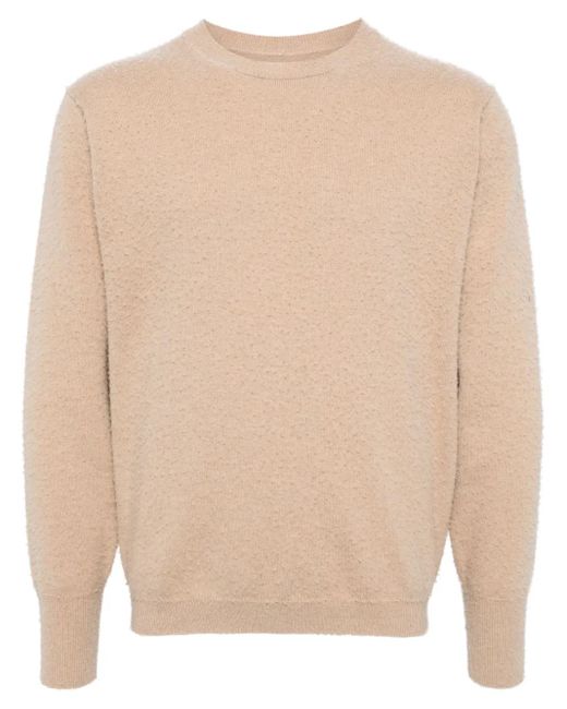 Maison Margiela Natural Logo-Stitched Piled-Finish Jumper for men