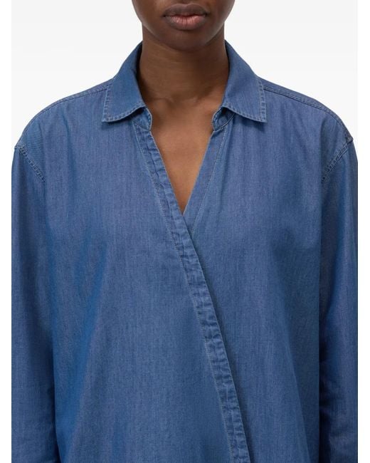 Closed Blue Asymmetric Collared Shirt