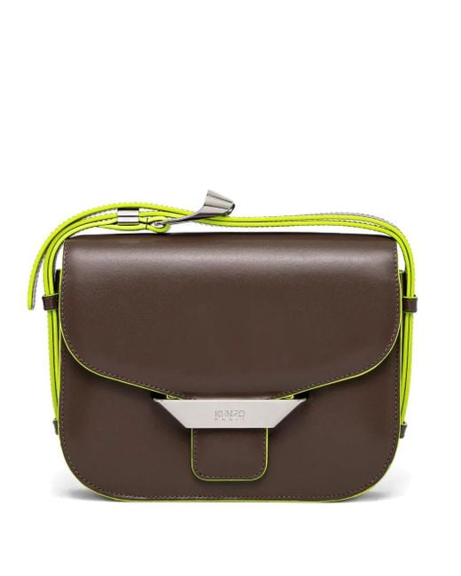 KENZO Gray Ribbon Leather Flap Bag