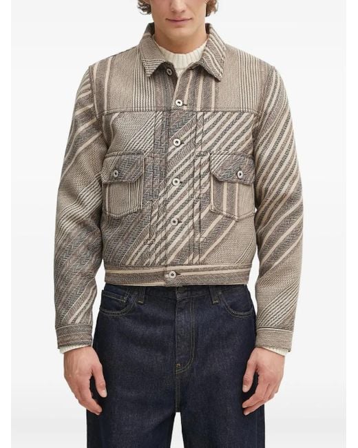 KENZO Gray Striped Herringbone Jacket for men