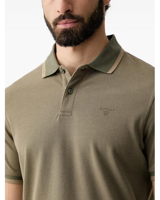 Barbour Green Barnard Logo-Embroidered Short-Sleeved Polo Shirt for men