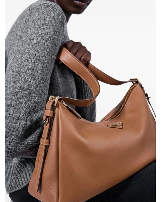Prada Brown Aimée Large Leather Shoulder Bag