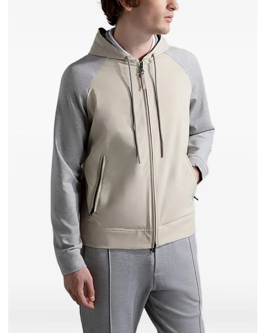 Paul & Shark Gray Hooded Zip Jacket for men