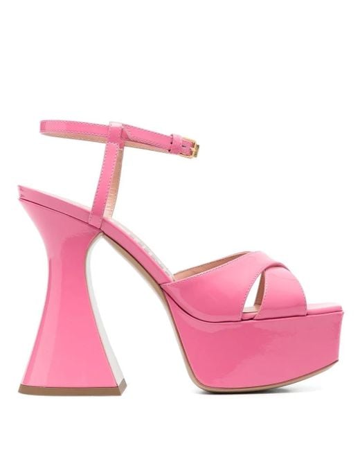 Sandales En Cuir Verni À Plateforme Moschino en coloris Pink