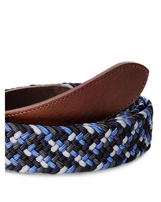 Hackett Blue Braided Calf Leather-Trim Belt for men