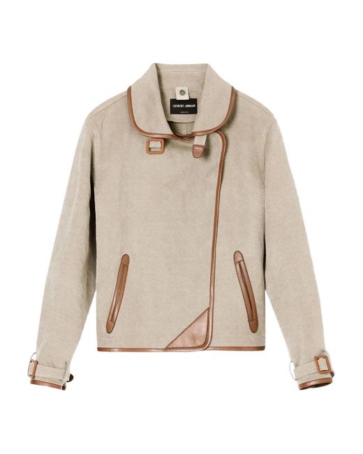 Giorgio Armani Natural Hemp, Viscose And Cotton Cavalry Pea Coat