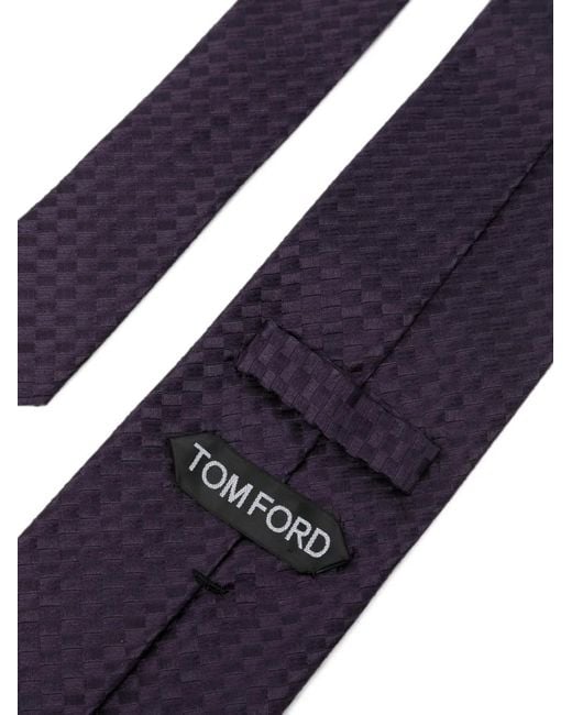 Tom Ford Purple Net-Pattern Satin Tie for men