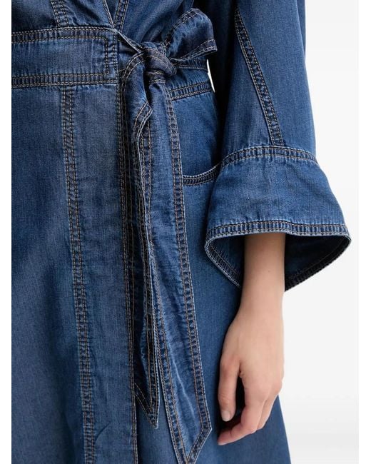 Munthe Blue Prescott Denim Midi Wrap Dress