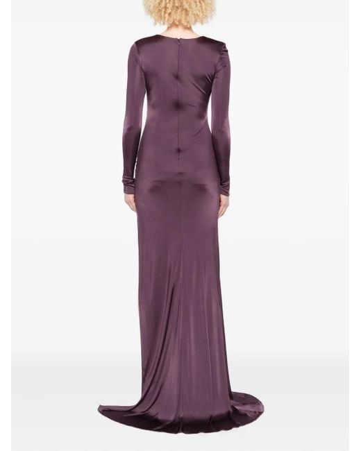 GIUSEPPE DI MORABITO Purple Drapiertes Abendkleid mit Schmucksteinen