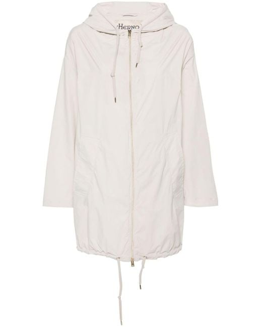 Herno White Shell Zipped Raincoat