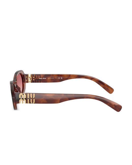 Miu Miu Pink Tortoiseshell-Pattern Oval-Frame Sunglasses