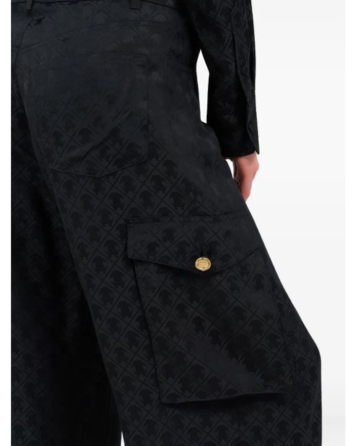 Roberto Cavalli Black Monogram Trousers