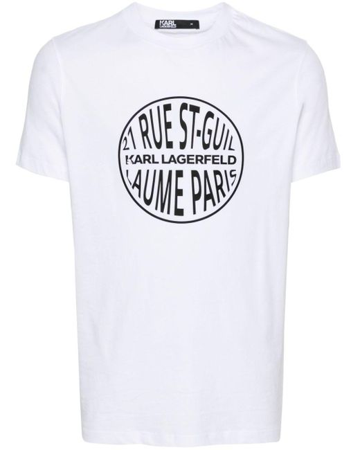Karl Lagerfeld T-Shirt mit Logo-Streifen in White für Herren