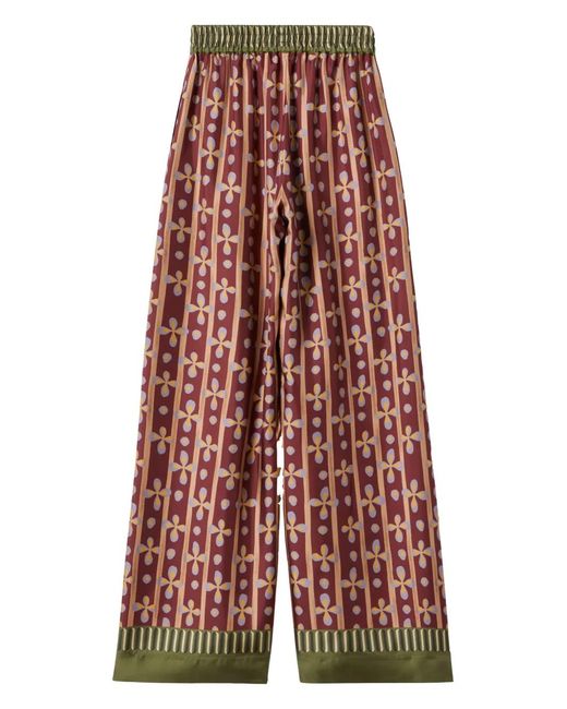 LaDoubleJ Red Graphic-Print Palazzo Pants