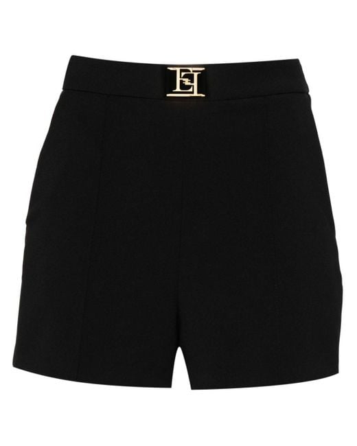 Pantalones cortos con placa del logo Elisabetta Franchi de color Black