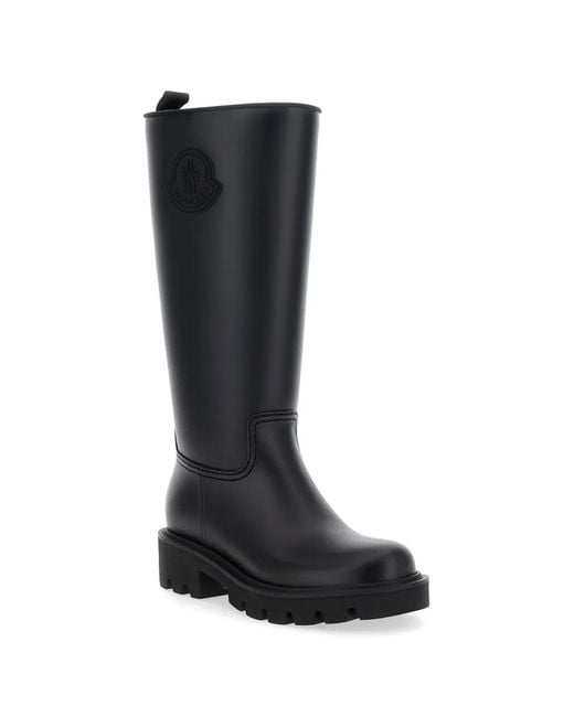 Moncler Black Logo-Patch Slip-On Boots