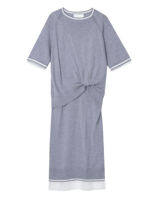 3.1 Phillip Lim Gray Knot-Detail Merino Midi Dress
