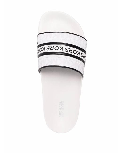 MICHAEL Michael Kors White Gilmore Logo-Print Slides