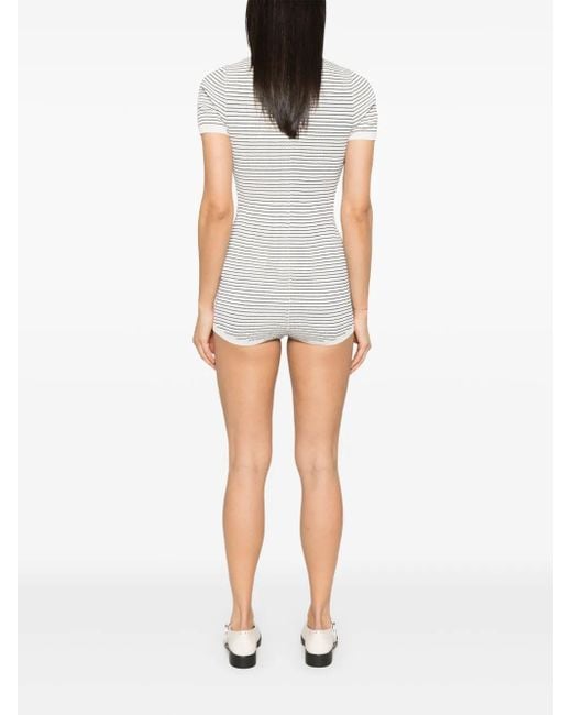 Sandro White Striped Jumpsuit