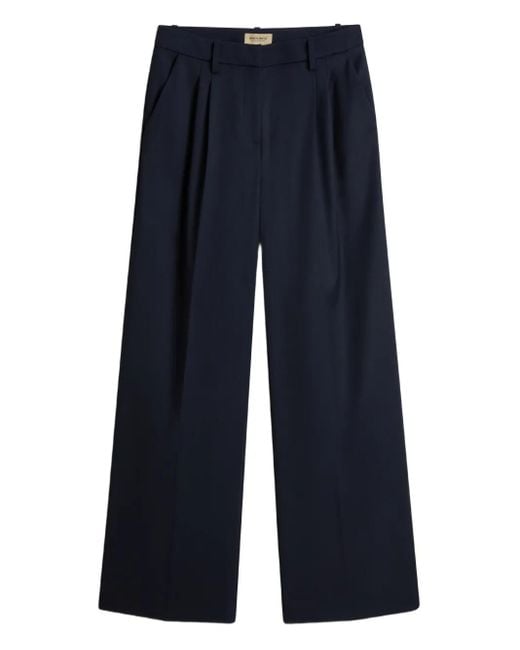 Woolrich Blue Pleated Straight Trousers