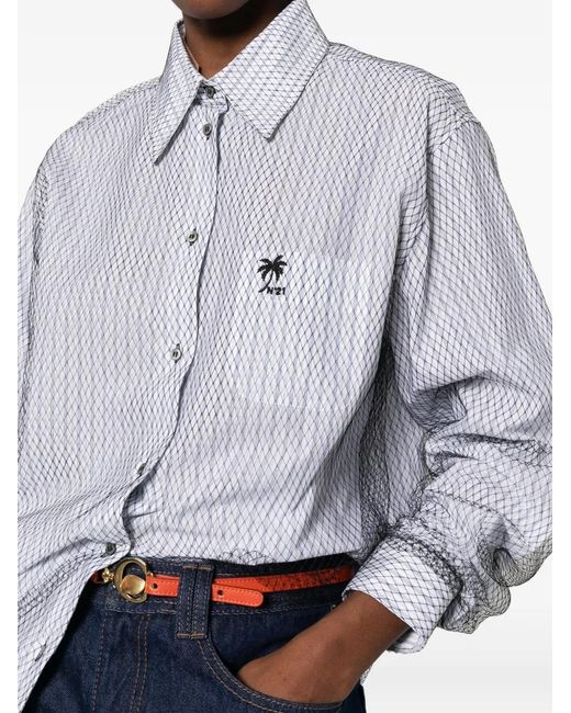 N°21 White Striped Embroidered Shirt