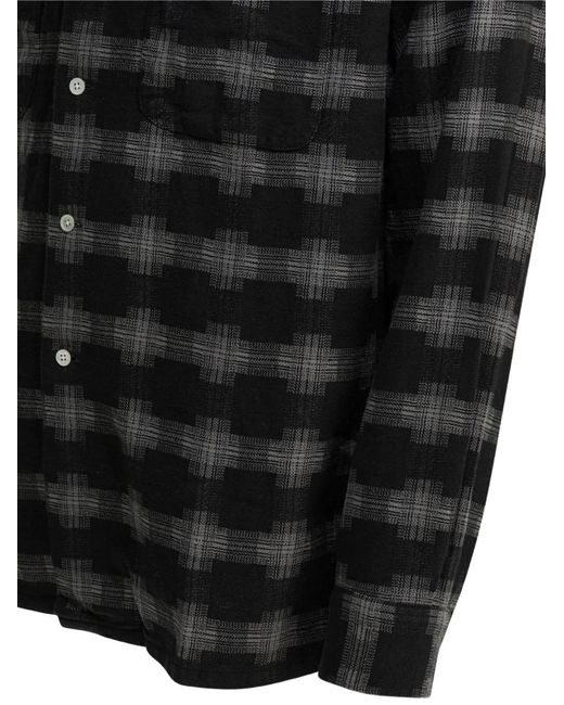 Beams Plus Black Plaid-Pattern Shirt for men