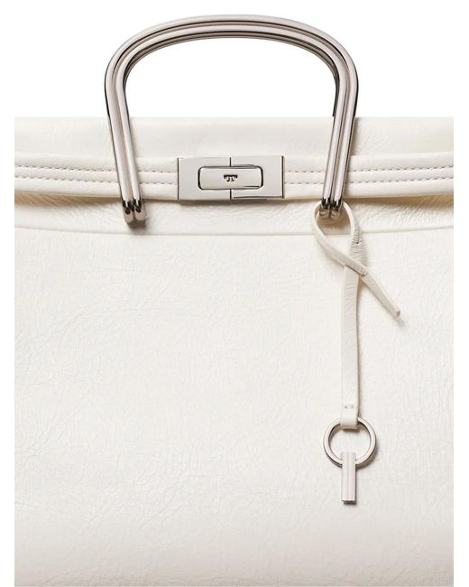 Tory Burch White Soft Lee Radziwill Tote Bag