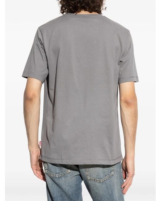 DIESEL Gray Regular T-Shirt With Embroidered Patch for men