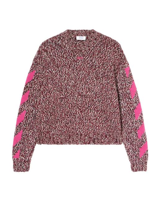 Off-White c/o Virgil Abloh Red Mouline Arrow Crew-Neck Sweater