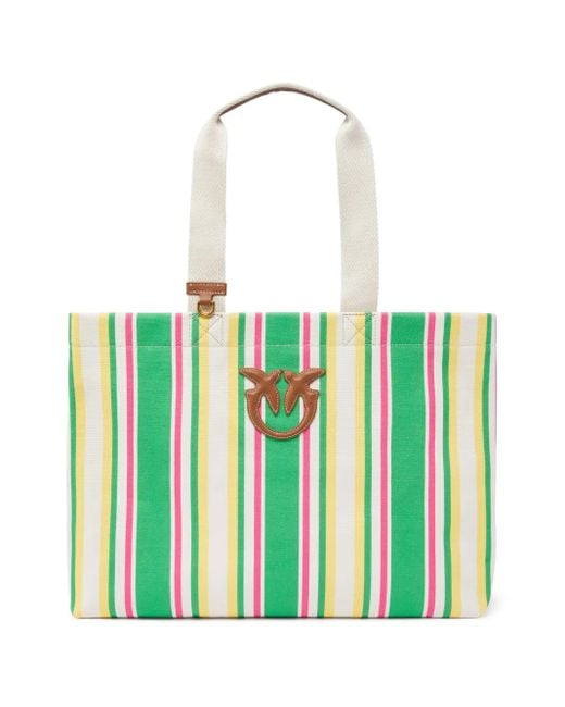 Pinko ストライプ ハンドバッグ White