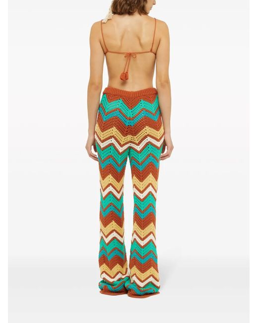 Alanui Blue Kaleidoscopic Chevron Knit Trousers