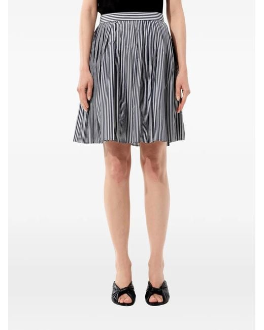 Balenciaga Blue Striped Pleated Skirt