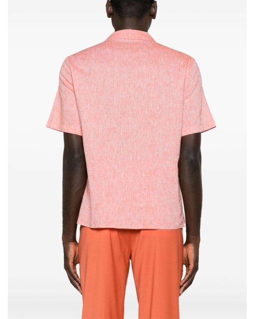 Manuel Ritz Pink Camp-collar Short-sleeve Shirt for men