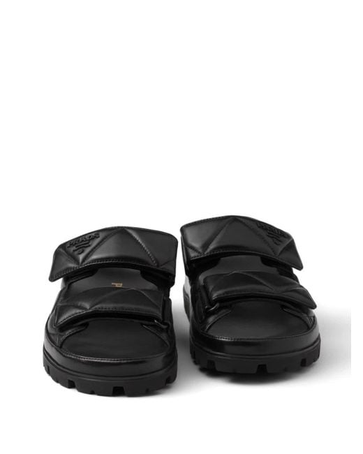 Prada Black Padded Leather Sandals