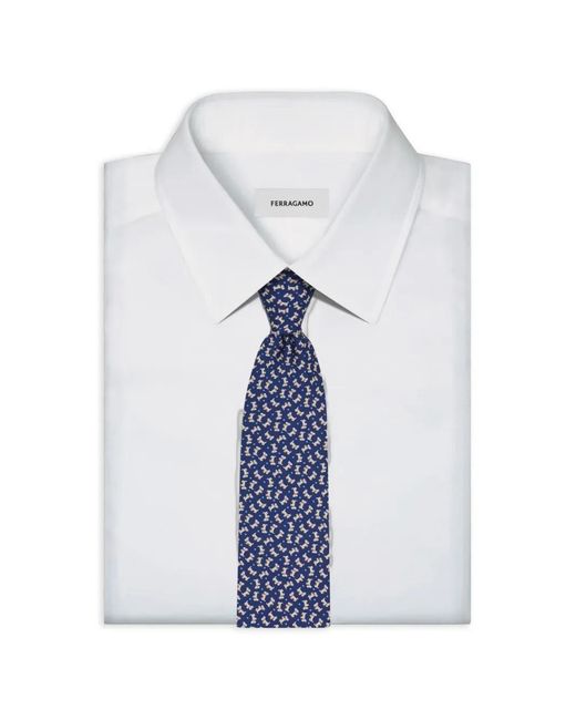 Ferragamo Blue Charlie-Print Silk Tie for men
