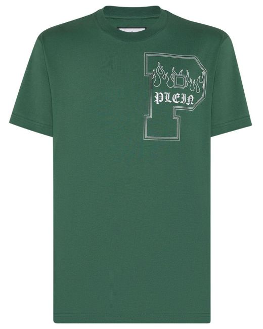 T-shirt en coton à logo imprimé Philipp Plein pour homme en coloris Green